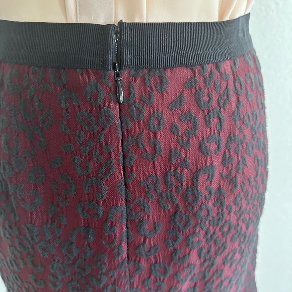 Ann Taylor Burgundy Leopard Midi Skirt - Picture 3 of 5